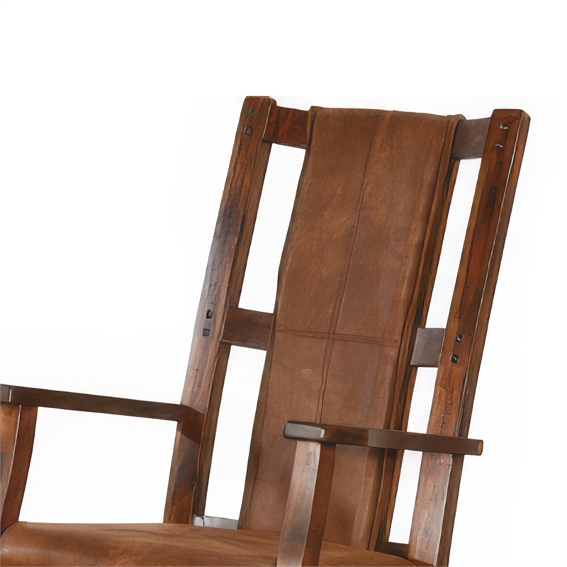 Odel Rocking Chair- Faux Leather Seat and Back- Dark Chocolate Brown