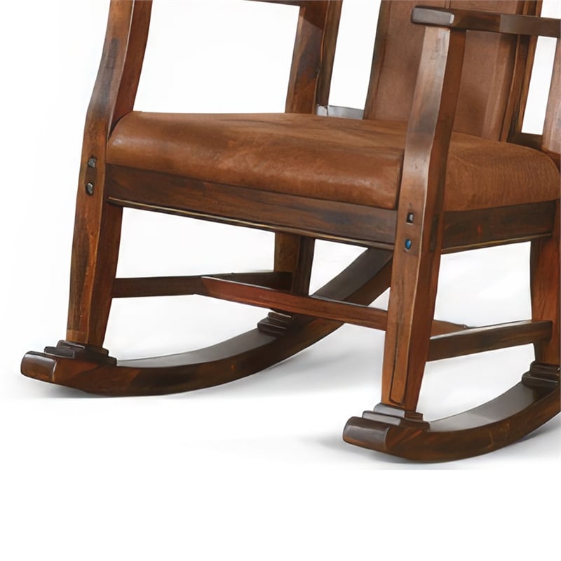Odel Rocking Chair- Faux Leather Seat and Back- Dark Chocolate Brown