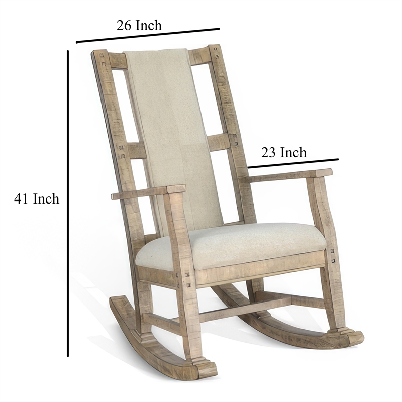 Rena Rocking Chair- Cushion Seat and Back- Brown Mahogany Mindy Wood
