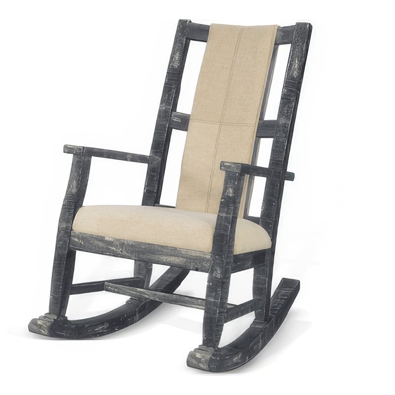 Rena Rocking Chair- Cushion Seat and Back- Black Mahogany Mindy Wood