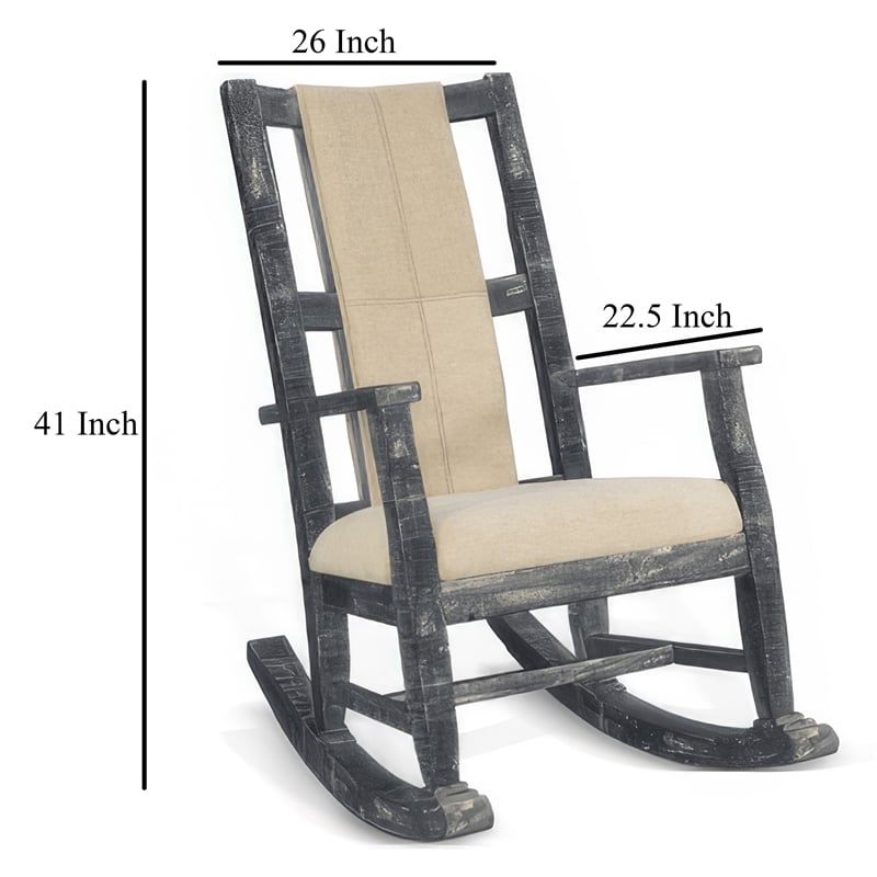 Rena Rocking Chair- Cushion Seat and Back- Black Mahogany Mindy Wood