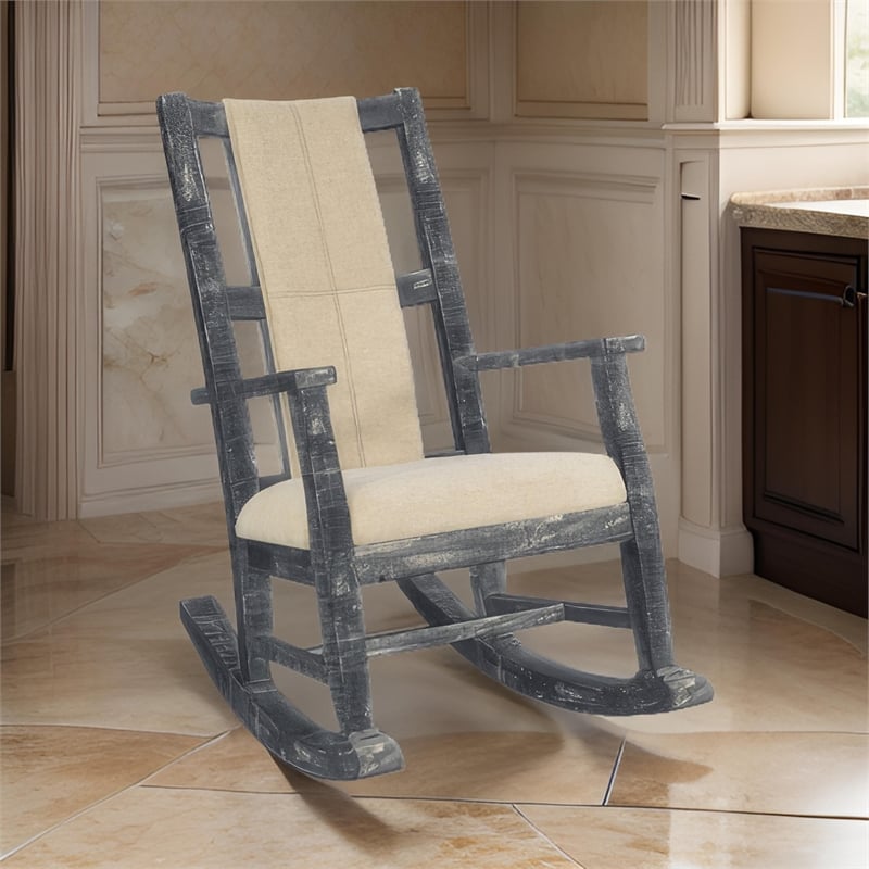 Rena Rocking Chair- Cushion Seat and Back- Black Mahogany Mindy Wood