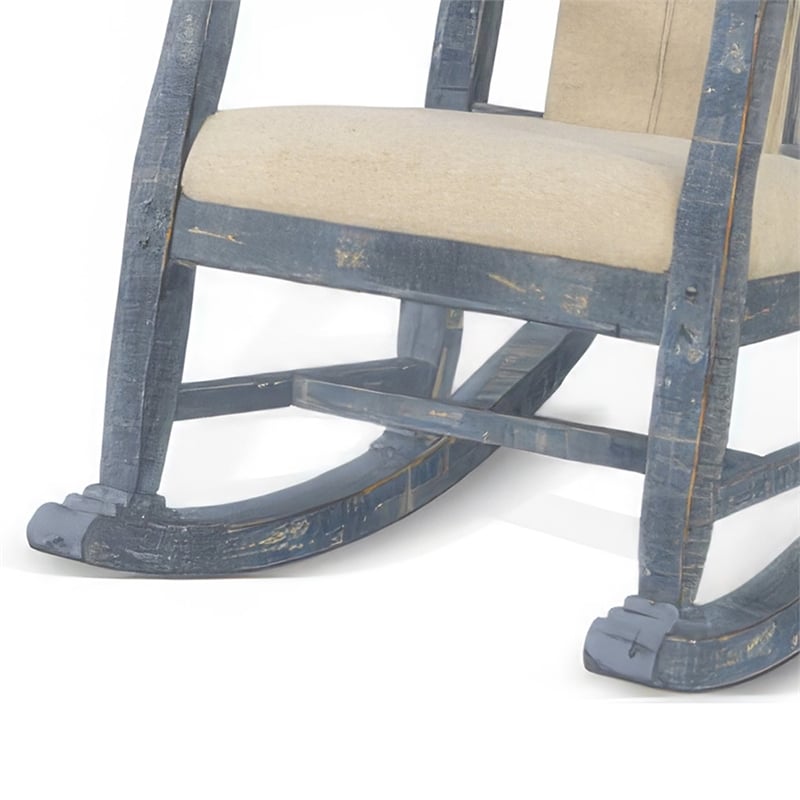 Rena Rocking Chair- Cushion Seat and Back- Blue Mahogany Mindy Wood