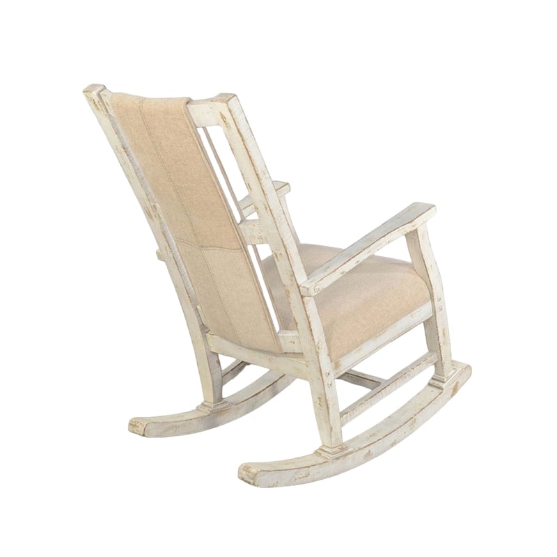 Rena Rocking Chair- Cushion Seat and Back- White Mahogany Mindy Wood