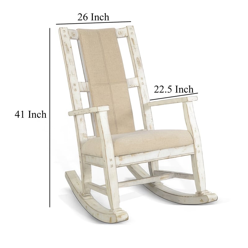 Rena Rocking Chair- Cushion Seat and Back- White Mahogany Mindy Wood