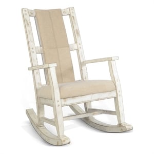 Rena Rocking Chair- Cushion Seat and Back- White Mahogany Mindy Wood
