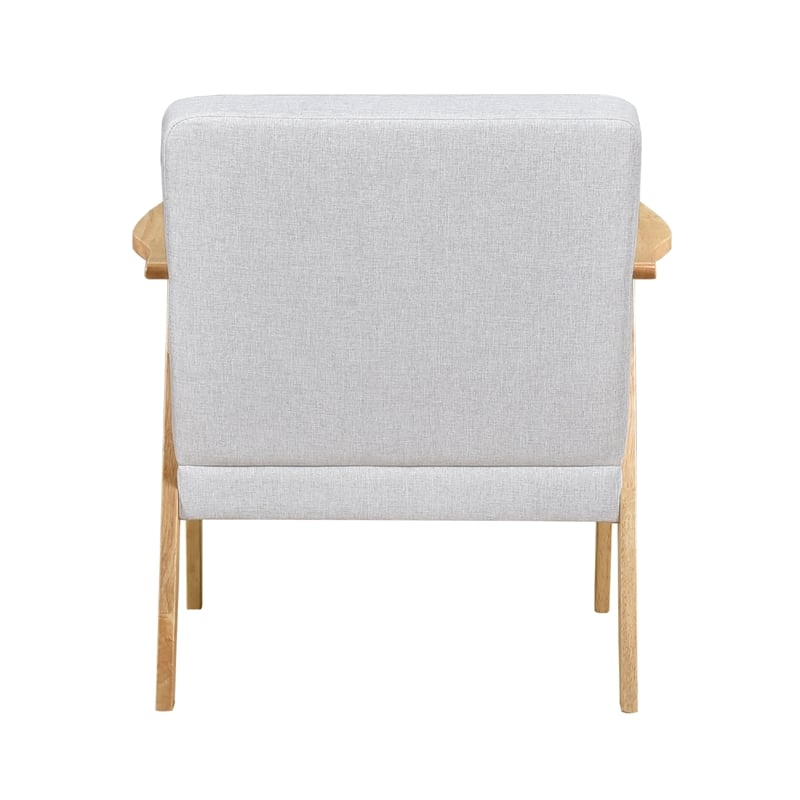 Cathy Accent Club Armchair- Soft Light Gray- Natural Brown Wood