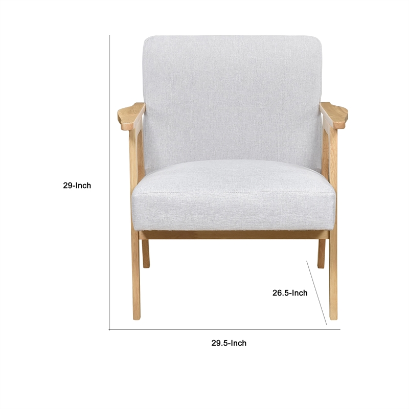 Cathy Accent Club Armchair- Soft Light Gray- Natural Brown Wood