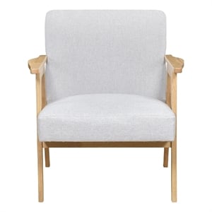 Cathy Accent Club Armchair- Soft Light Gray- Natural Brown Wood