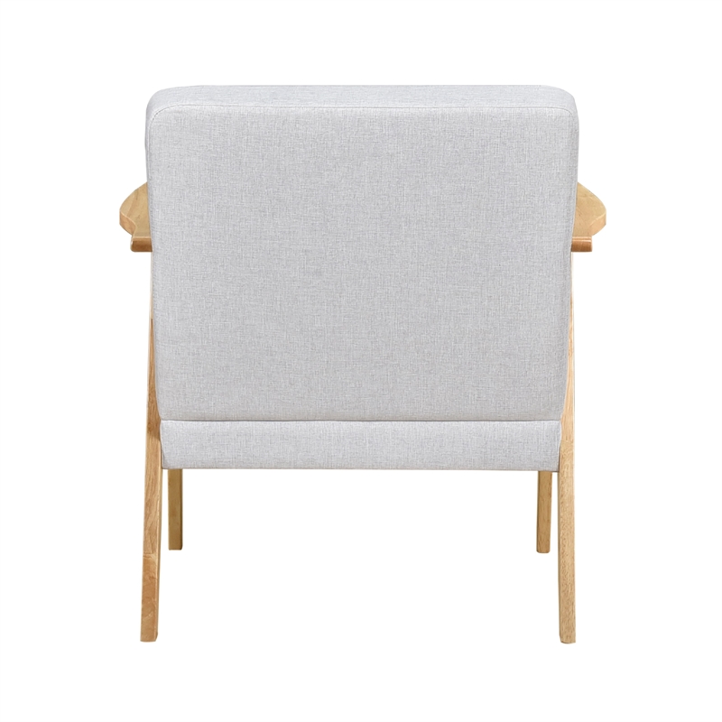 Cathy Accent Club Armchair- Soft Light Gray- Natural Brown Wood