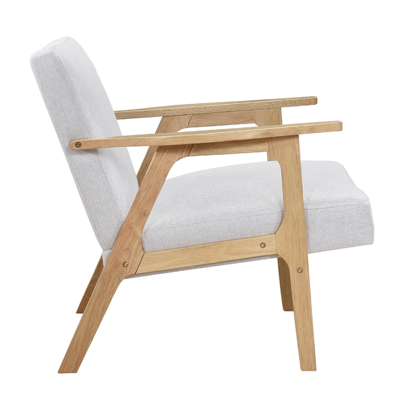 Cathy Accent Club Armchair- Soft Light Gray- Natural Brown Wood