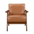 Indy Accent Club Armchair- Matte Brown Faux Leather- Solid Rubberwood