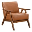 Indy Accent Club Armchair- Matte Brown Faux Leather- Solid Rubberwood