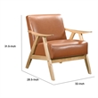 Indy Accent Club Armchair- Faux Leather- Natural Brown Solid Wood