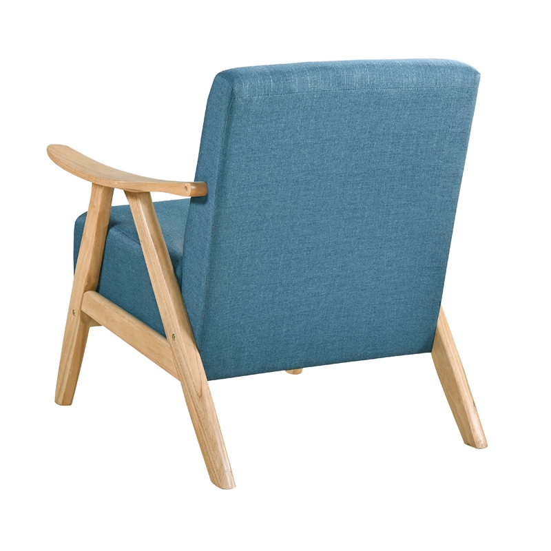 Indy Accent Club Armchair- Blue Textured- Solid Rubberwood Frame
