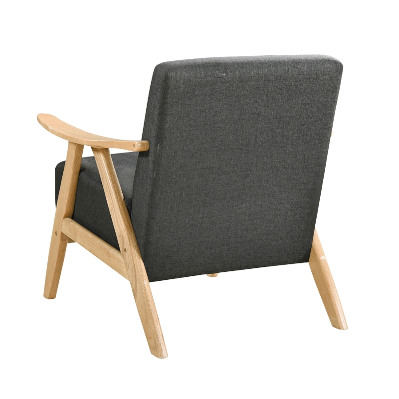 Indy Accent Club Armchair- Dark Gray Textured- Solid Rubberwood Frame