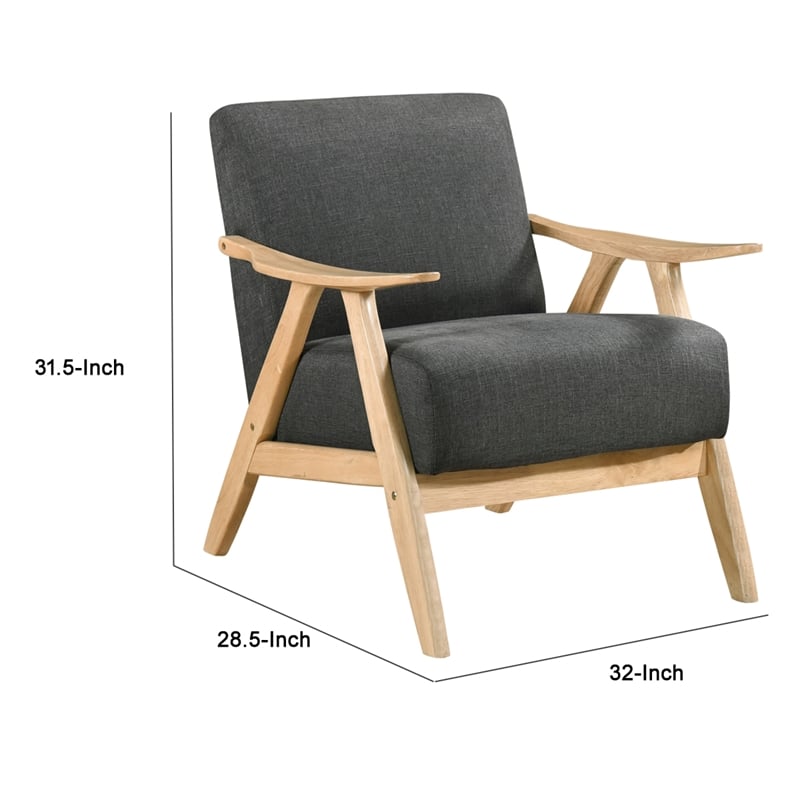 Indy Accent Club Armchair- Dark Gray Textured- Solid Rubberwood Frame