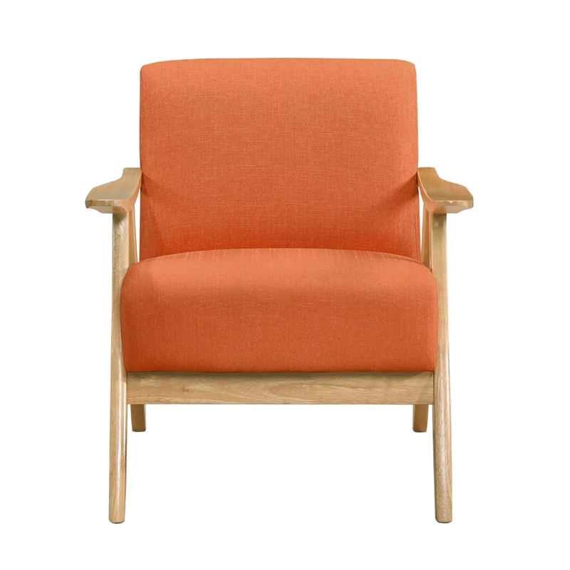 Indy Accent Club Armchair- Orange Textured- Solid Rubberwood Frame