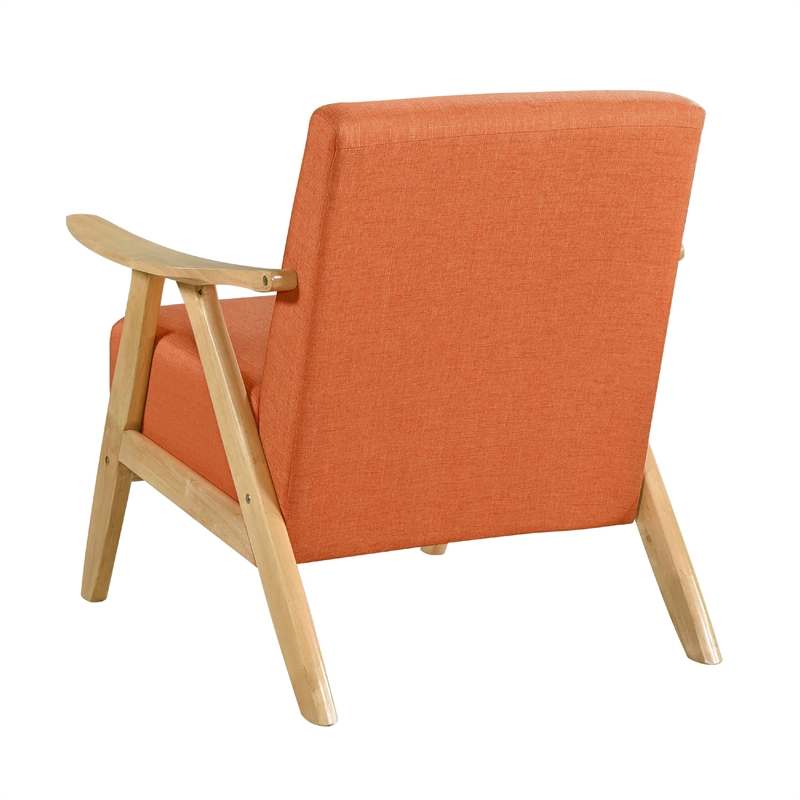 Indy Accent Club Armchair- Orange Textured- Solid Rubberwood Frame