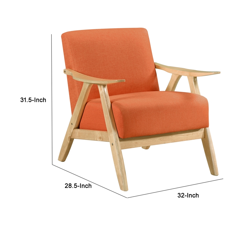 Indy Accent Club Armchair- Orange Textured- Solid Rubberwood Frame