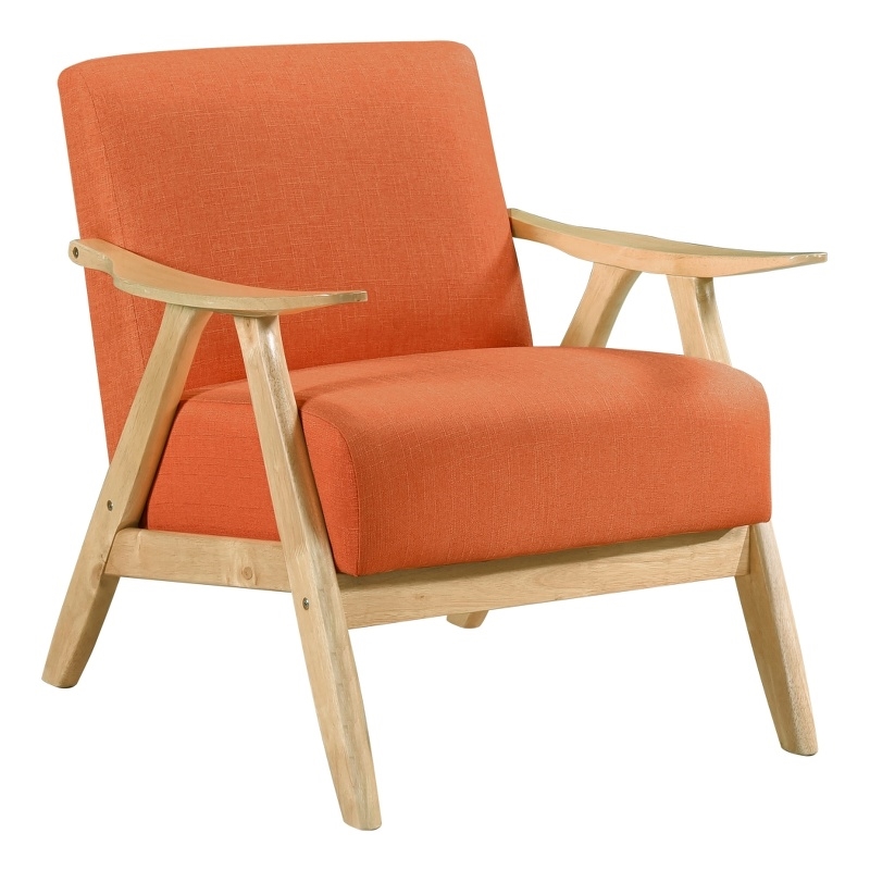 Indy Accent Club Armchair- Orange Textured- Solid Rubberwood Frame