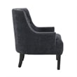 Daisie Accent Armchair- Button Tufted Black Chenille- Solid Wood