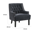 Daisie Accent Armchair- Button Tufted Black Chenille- Solid Wood