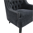 Daisie Accent Armchair- Button Tufted Black Chenille- Solid Wood