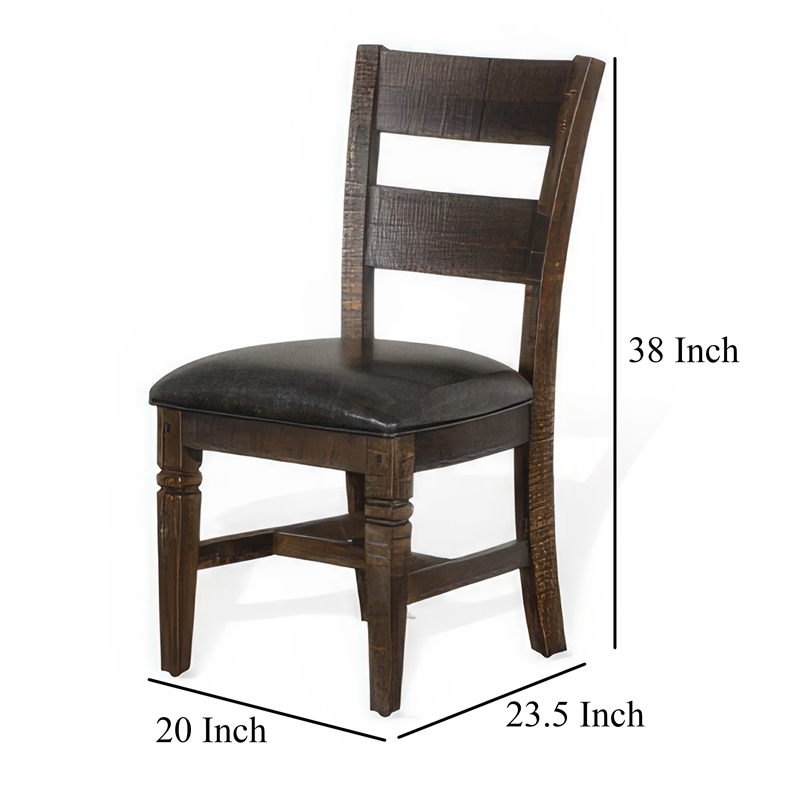 Flint Dining Chair- Set of 2- Ladderback- Dark Gray Fabric and Brown Mahogany