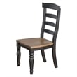 Barb Dining Chair- Set of 2- Ladderback- Black and Brown Poplar Wood Turned Legs