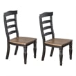 Barb Dining Chair- Set of 2- Ladderback- Black and Brown Poplar Wood Turned Legs