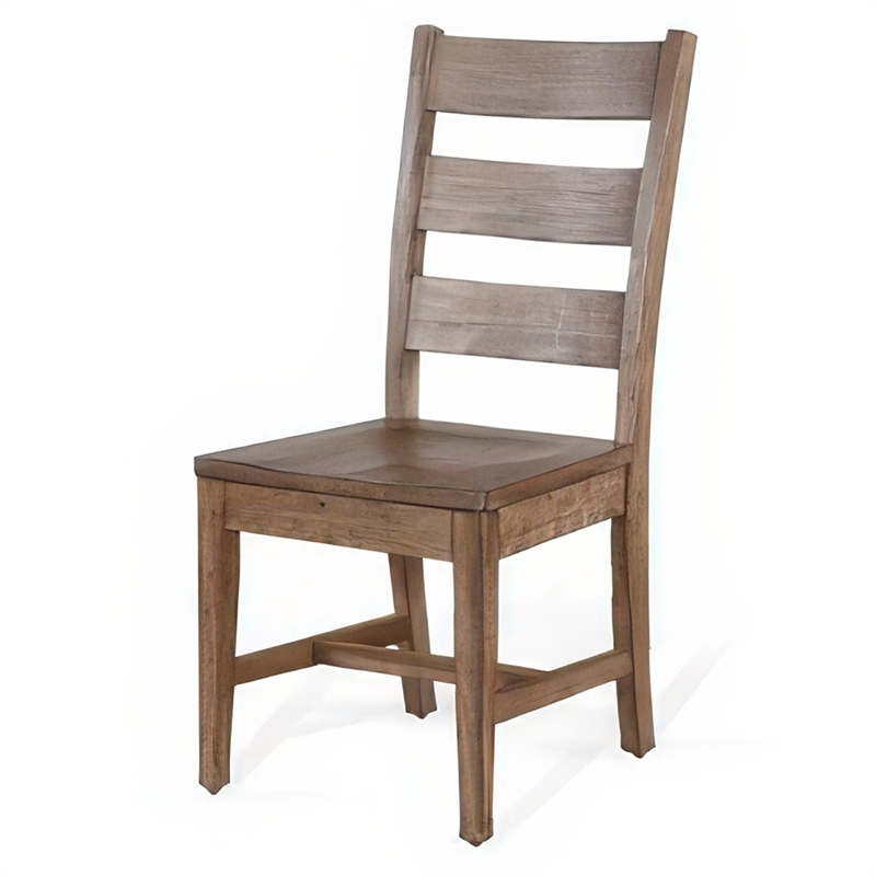 Yael Dining Chair Set of 2- Ladderback Design- Light Brown Wood