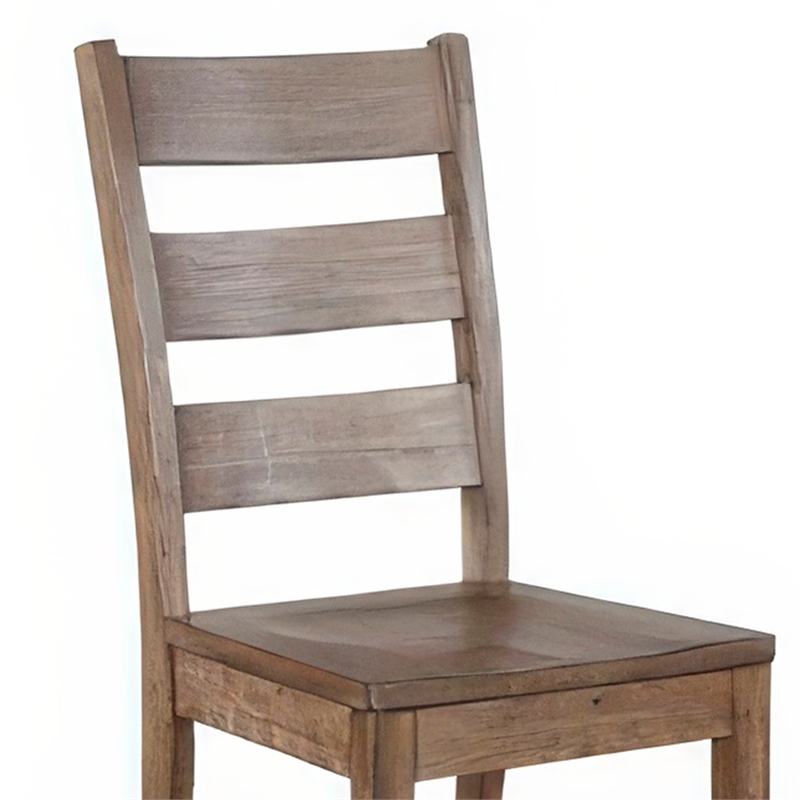 Yael Dining Chair Set of 2- Ladderback Design- Light Brown Wood
