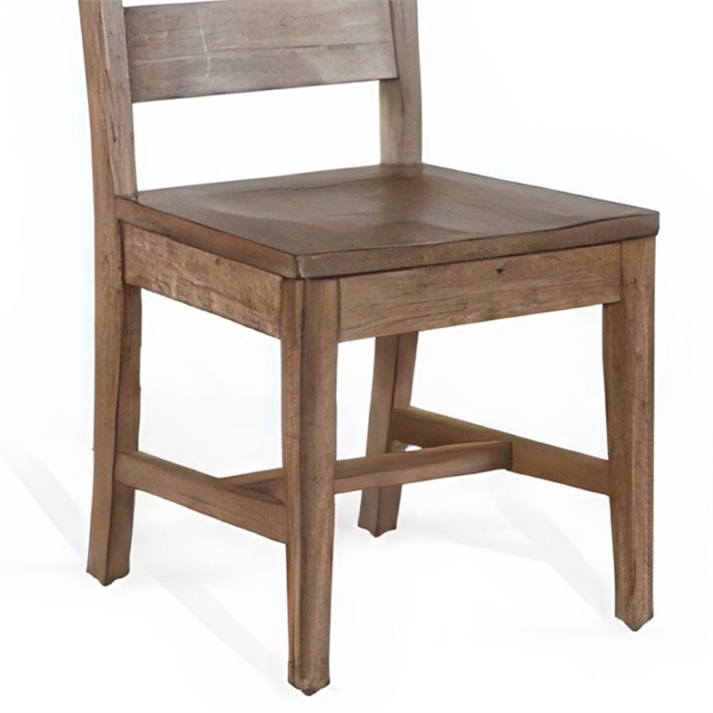 Yael Dining Chair Set of 2- Ladderback Design- Light Brown Wood