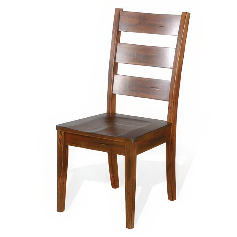 Reggie Dining Chair Set of 2- Ladderback- Dark Brown Mahogany Wood