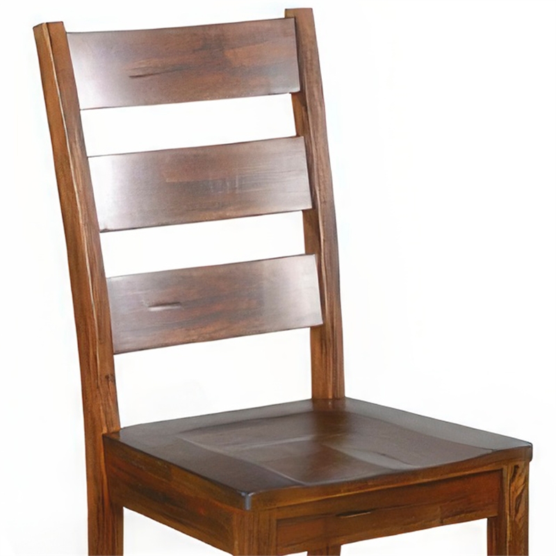 Reggie Dining Chair Set of 2- Ladderback- Dark Brown Mahogany Wood