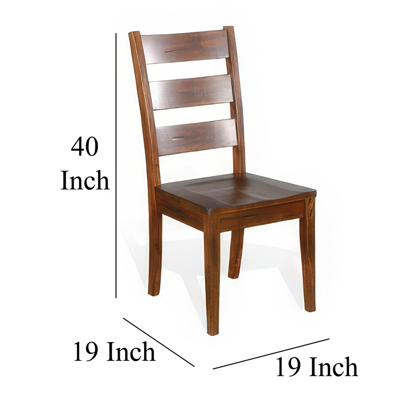 Reggie Dining Chair Set of 2- Ladderback- Dark Brown Mahogany Wood