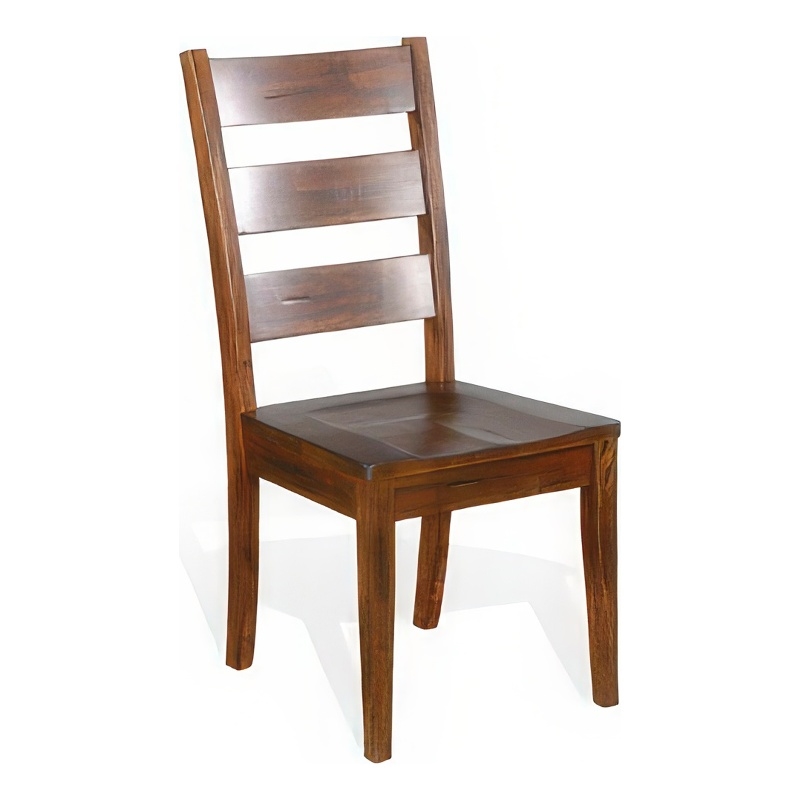 Reggie Dining Chair Set of 2- Ladderback- Dark Brown Mahogany Wood
