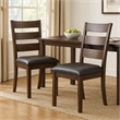 Reggie Dining Chair Set of 2- Ladderback- Dark Gray Faux Leather Brown