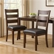 Reggie Dining Chair Set of 2- Ladderback- Dark Gray Faux Leather Brown