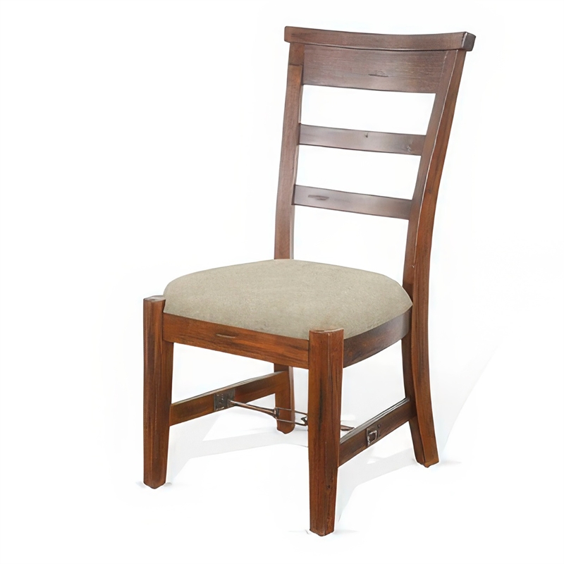 Reggie Side Dining Chair Set of 2- Ladderback- Beige- Brown Mahogany