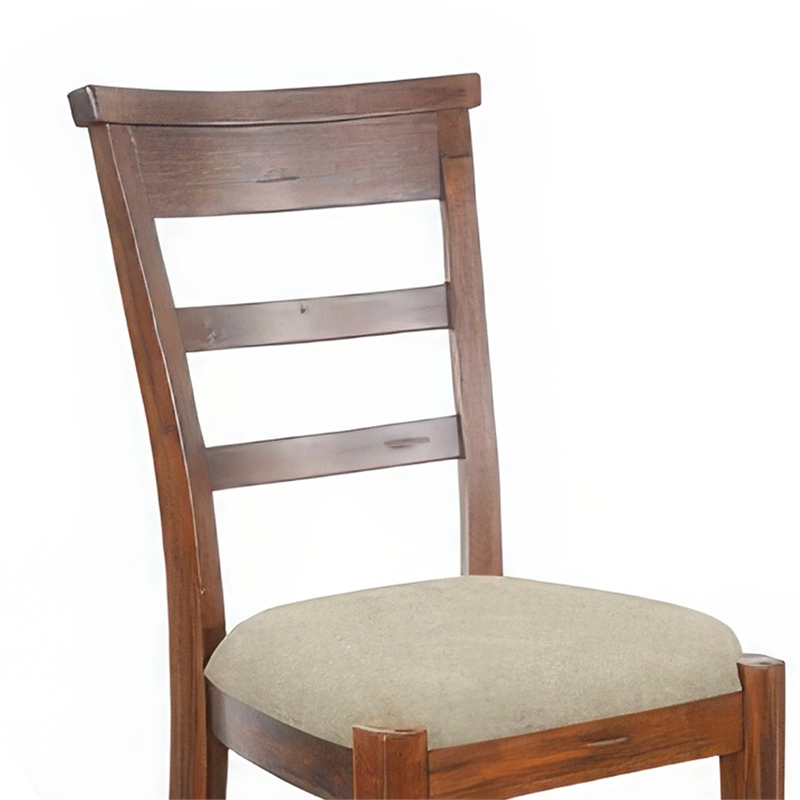 Reggie Side Dining Chair Set of 2- Ladderback- Beige- Brown Mahogany
