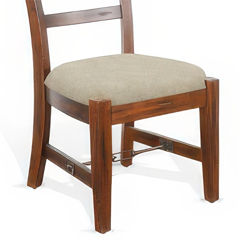Reggie Side Dining Chair Set of 2- Ladderback- Beige- Brown Mahogany