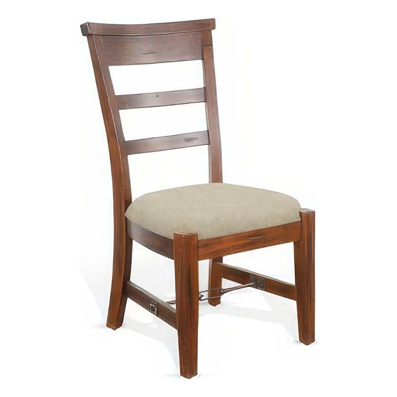 Reggie Side Dining Chair Set of 2- Ladderback- Beige- Brown Mahogany