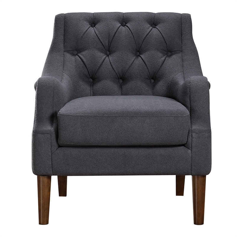 Jea Modern Accent Armchair- Button Tufted Dark Gray Boucle