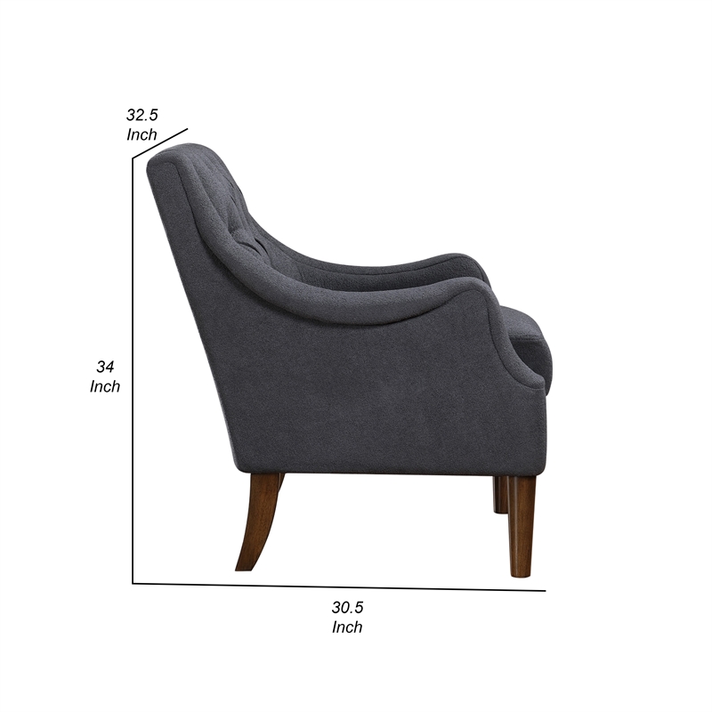 Jea Modern Accent Armchair- Button Tufted Dark Gray Boucle
