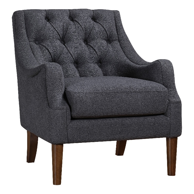 Jea Modern Accent Armchair- Button Tufted Dark Gray Boucle