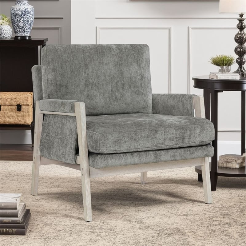 Mao Accent Armchair- Removable Cushion Cover- Brownish Gray Chenille
