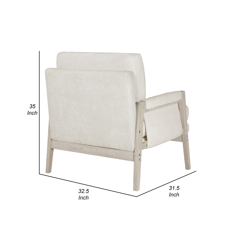 Mao Accent Armchair- Removable Cushion Cover- Soft Ivory Chenille