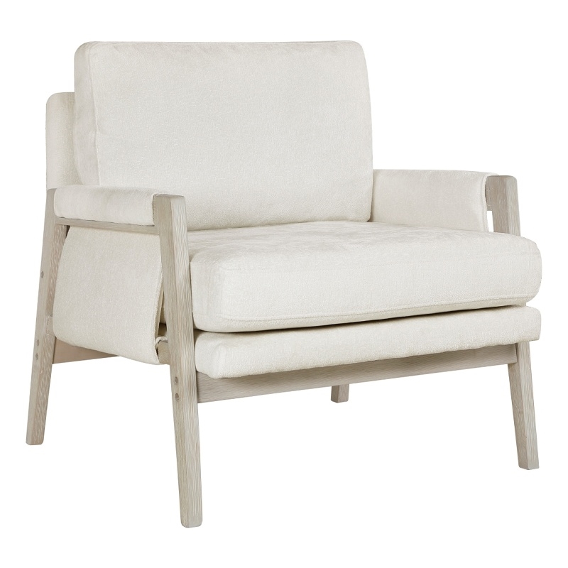 Mao Accent Armchair- Removable Cushion Cover- Soft Ivory Chenille